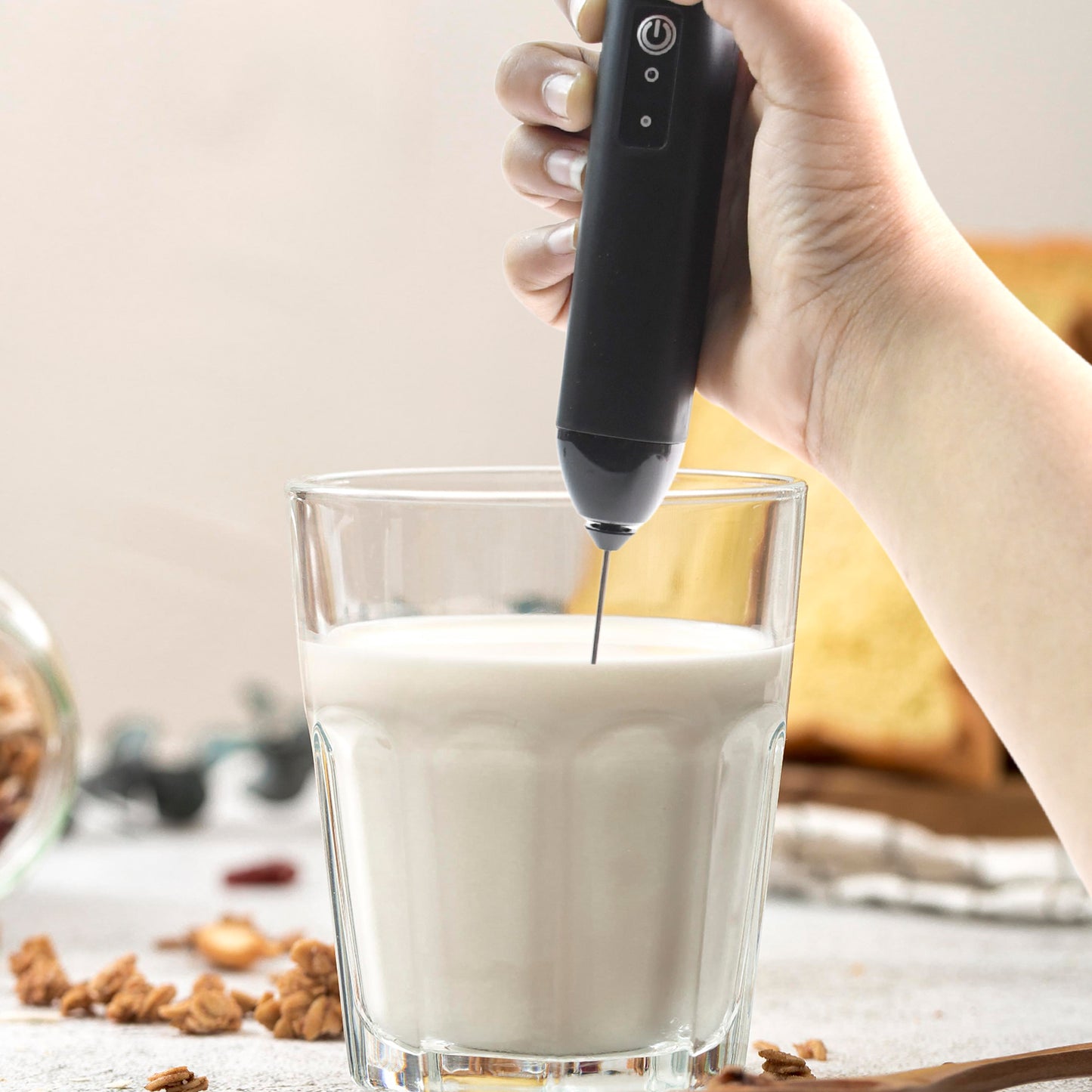 Small Electric Handheld Milk Frother With Stainless Steel Whisk (1 Pc)